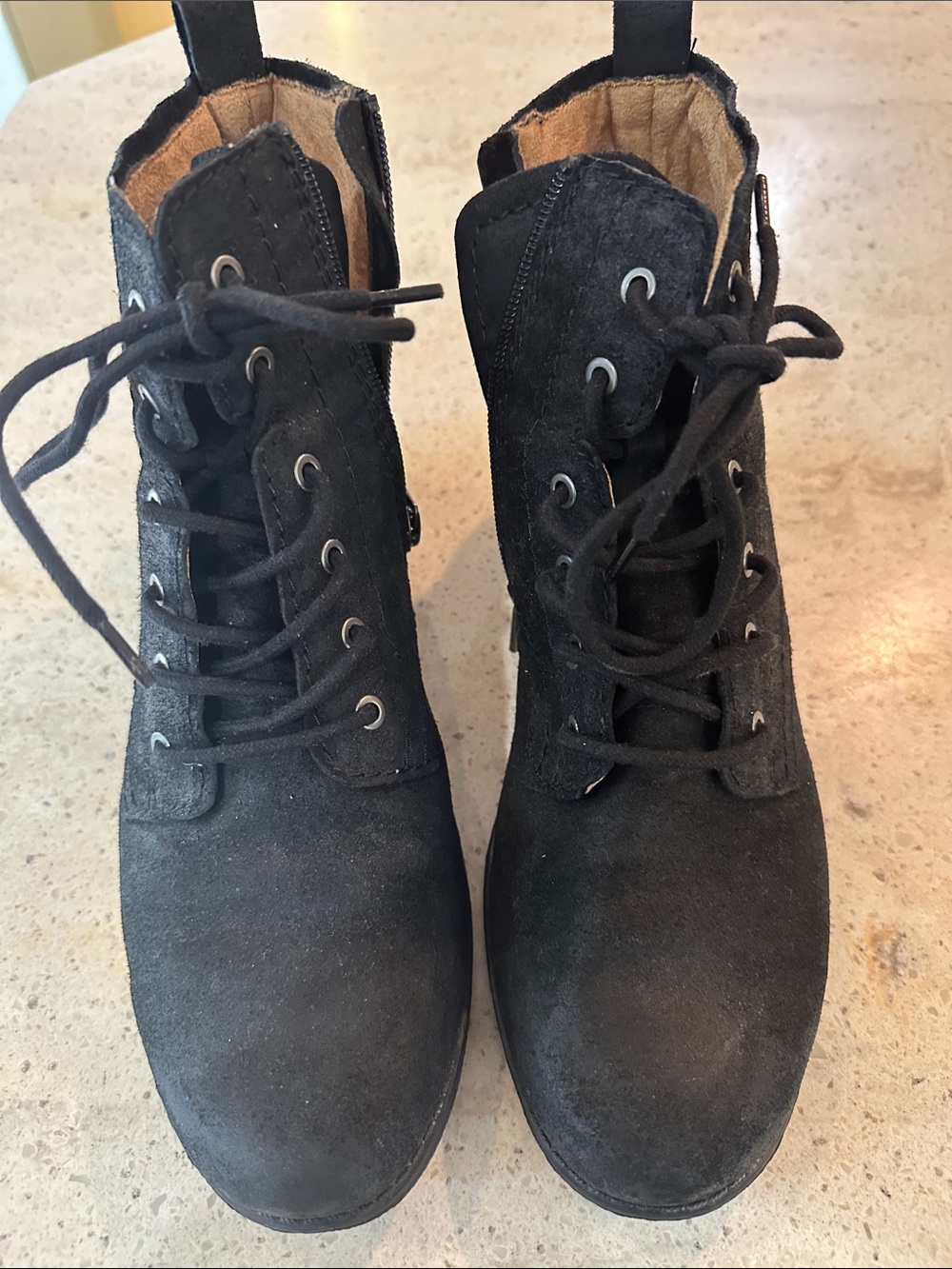 Earth Women's Black Suede Lace-Up Ankle Boots